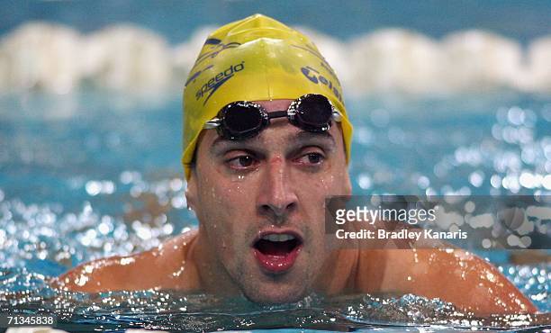 Matthew Welsh after the final of the Men's 50m Butterfly during day two of the 2006 Telstra Grand Prix Series 2 at the Chandler Aquatic Centre on...
