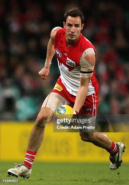 Tadhg Kennelly of the Swans runs during the round 13 AFL match between the Sydney Swans and the Fremantle Dockers at the Sydney Cricket Ground July...