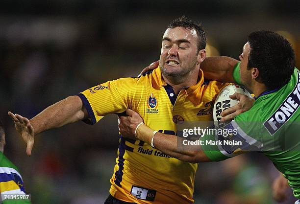 Mark Riddell of the Eels in action during the round 17 NRL match between the Canberra Raiders and the Parramatta Eels played at Canberra Stadium on...