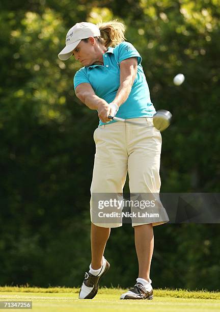 Christie Kerr hits her tee shot on the 6th during the second round of the 2006 U.S. Women's Open on July 1, 2006 at Newport Country Club in Newport,...