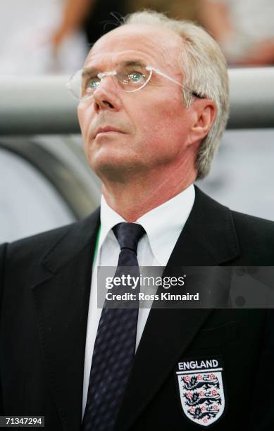 Manager of England Sven Goran Eriksson stands for the national anthems prior to the FIFA World Cup Germany 2006 Quarter-final match between England...