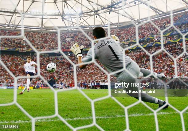 Steven Gerrard of England has his penalty saved by Ricardo of Portugal in a penalty shootout during the FIFA World Cup Germany 2006 Quarter-final...