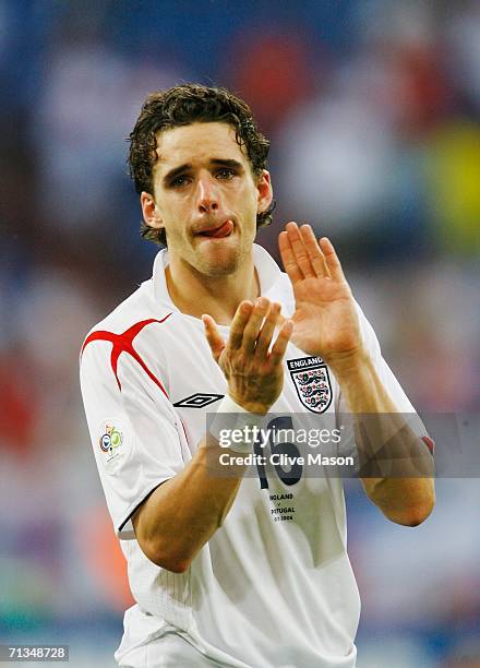 Owen Hargreaves of England in tears as they are defeated on penalties during the FIFA World Cup Germany 2006 Quarter-final match between England and...