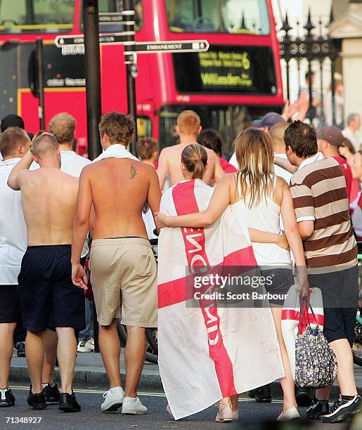 England supporters make their way home after watching England lose their FIFA World Cup 2006 Quarter-final match against Portugal on July 1, 2006 in...