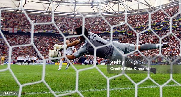 Frank Lampard of England has his penalty saved by Ricardo of Portugal during the penalty during the FIFA World Cup Germany 2006 Quarter-final match...