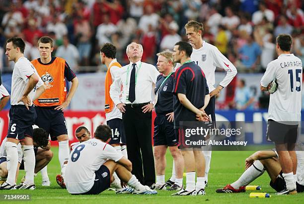 Manager of England Sven Goran Eriksson looks to the heavens following his team's defeat in a penalty shootout at the end of the FIFA World Cup...