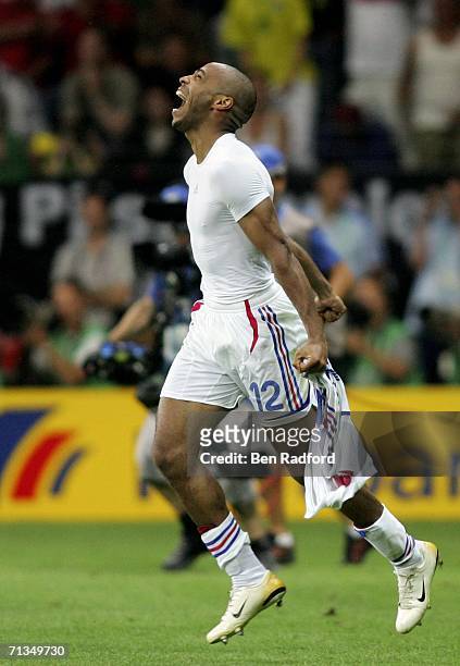 Thierry Henry of France celebrates following his team's 1-0 victory during the FIFA World Cup Germany 2006 Quarter-final match between Brazil and...