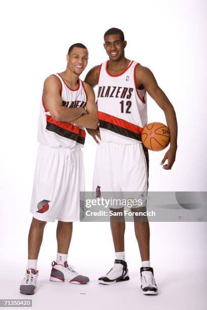 Draft selections Brandon Roy and LaMarcus Aldridge, both acquired by the Portland Trail Blazers, pose for a photo June 28, 2006 at the Rose Garden...