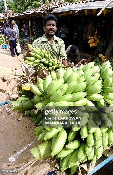 Sri Lankan vendor deals with customers at a market in the main street of rebel-held Kilinochchi town, about 250 kilometers north of country's capital...