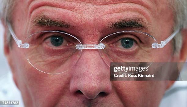 Sven Goran Eriksson the former coach of England speaks during a press conference on July 2, 2006 in Baden-Baden, Germany.