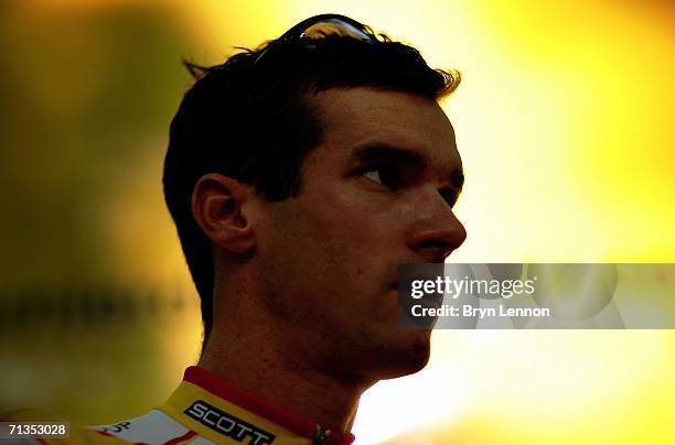 David Millar of Great Britain and Saunier Duval relaxes before the first stage of the 2006 Tour de France from Strasbourg to Strasbourg on July 2,...