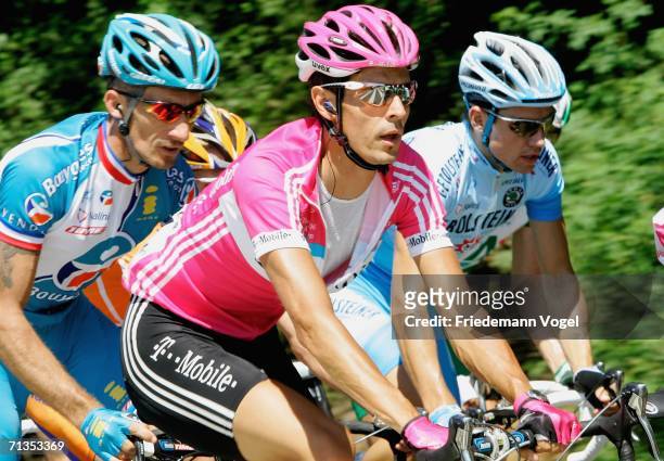 Andreas Kloeden of Germany and the T-Mobile Team cycling in the pack during Stage 1 of the 93rd Tour de France between Strasbourg and Strasbourg on...