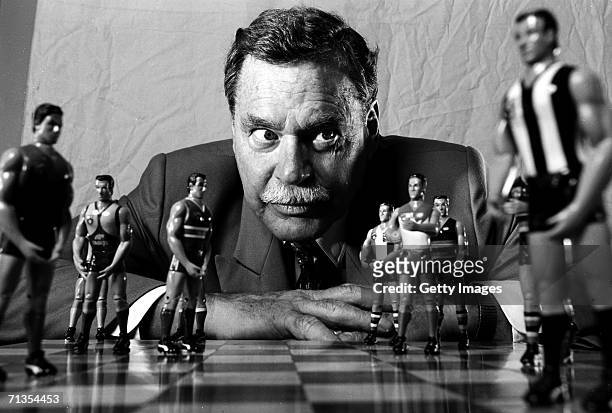 Ron Barassi, coach of the Sydney Swans poses for a portrait 1996, in Melbourne, Australia.