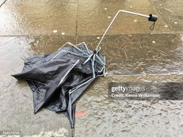 rain - broken umbrella stockfoto's en -beelden