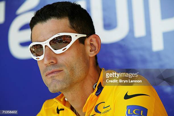 George Hincapie of the USA and the Discovery Channel team awaits the start of stage 2 of the 93rd Tour de France from Obernai to Esch-sur-Alzette, on...