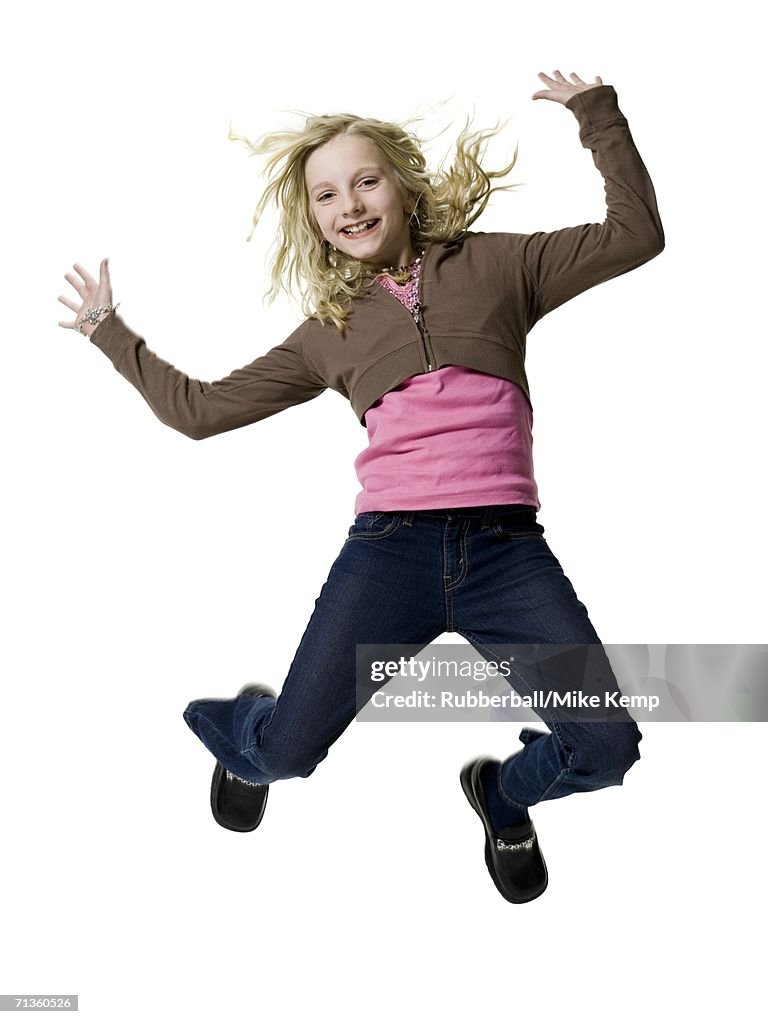 Portrait of a girl jumping