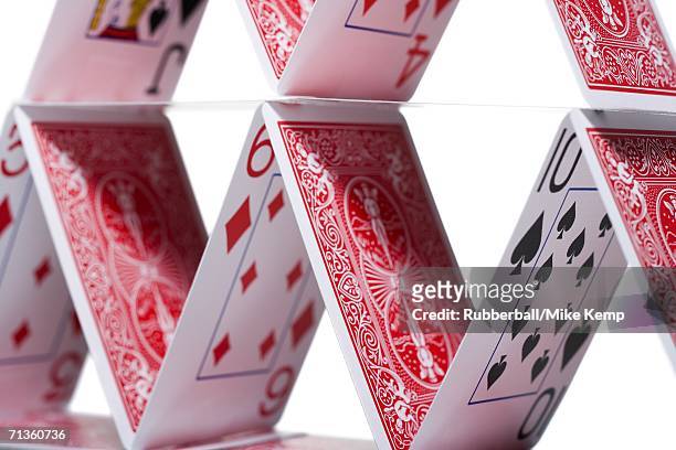 close-up of a house of cards - house of cards stock pictures, royalty-free photos & images