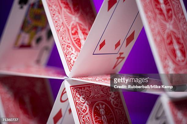 close-up of a house of cards - house of cards stock pictures, royalty-free photos & images