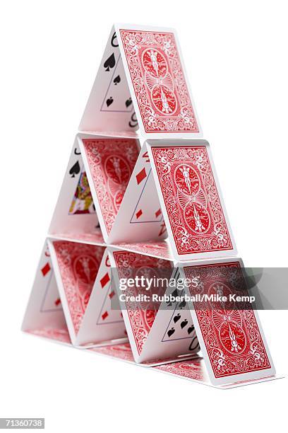 close-up of a house of cards - house of cards stock pictures, royalty-free photos & images