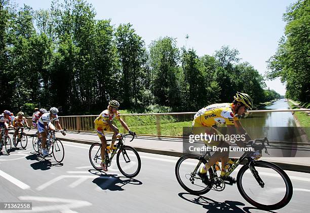 David Millar of Great Britain and Saunier Duval in action during stage 2 of the 93rd Tour de France on July 3, 2006 from Obernai to Esch-sur-Alzette,...