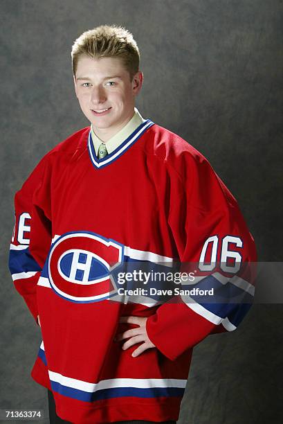 Ryan White of the Montreal Canadiens poses for a portrait backstage at the 2006 NHL Draft held at General Motors Place on June 24, 2006 in Vancouver,...