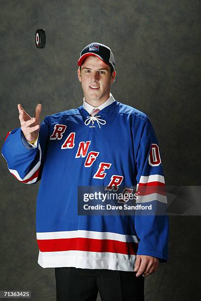 Bob Sanguinetti of the New York Rangers poses for a portrait backstage at the 2006 NHL Draft held at General Motors Place on June 24, 2006 in...