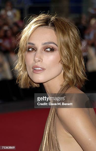Actress Keira Knightley arrives at the European Premiere of "Pirates Of The Caribbean 2: Dead Man's Chest" at Odeon Leicester Square on July 3, 2006...