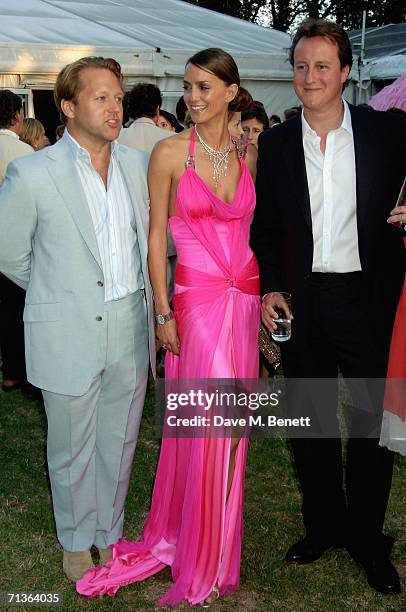 David and Shelley Ross and leader of the Conservative party David Cameron attend the annual Conservative Summer Party, at Royal Hospital Chelsea on...