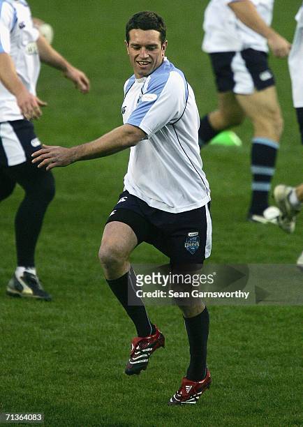 Danny Buderus of New South Wales in action during the NSW Blues State of Origin training session at the Telstra Dome July 4, 2006 in Melbourne,...