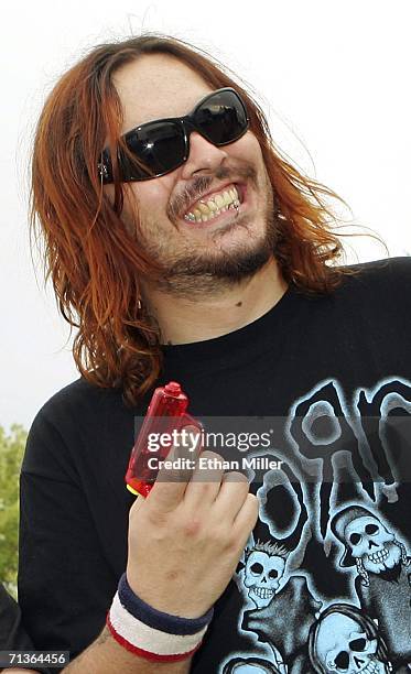 Seether singer/guitarist Shaun Morgan poses backstage before performing at the Red White & Boom Independence Day festival at Desert Breeze Park July...