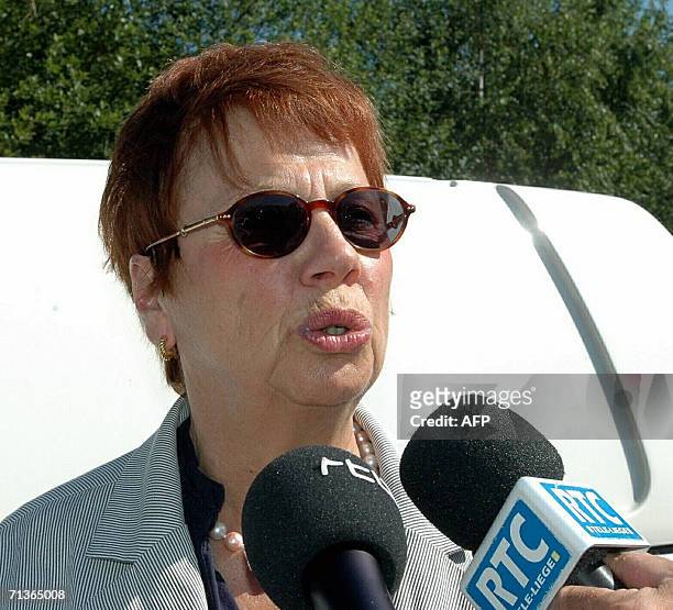 Belgian prosecutor Anne Bourguignon talks to the media, 04 July 2006, in Liege during a simulation of the murder of Nathalie Mahy and Stassy Lemmens,...