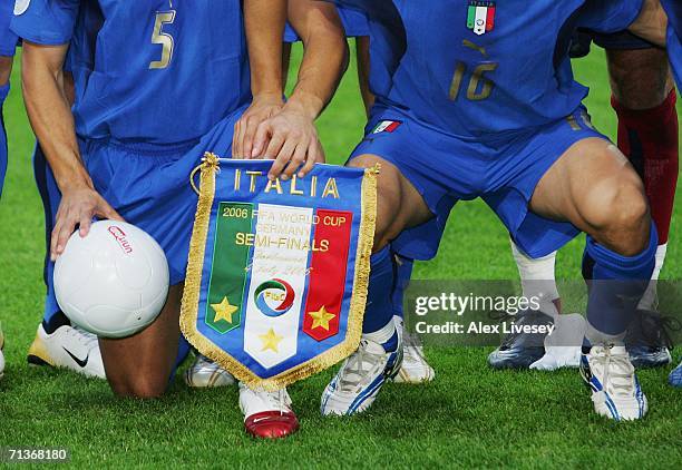 General detail of the Italian team pennant prior to the FIFA World Cup Germany 2006 Semi-final match between Germany and Italy played at the Stadium...