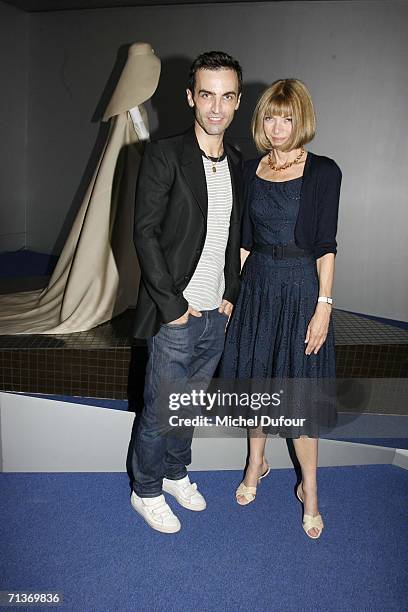 Designer Nicolas Ghesquiere and editor Anna Wintour attend a retrospective on the work of Cristobal Balenciaga at the Museum of Fashion and Textiles...