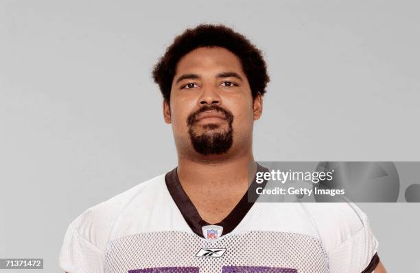 Jonathan Ogden of the Baltimore Ravens poses for his 2006 NFL headshot at photo day in Baltimore, Maryland.