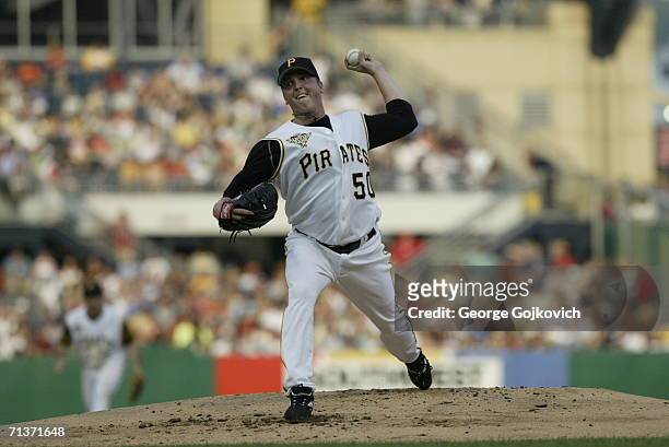 Pitcher Tom Gorzelanny of the Pittsburgh Pirates in action against the Detroit Tigers at PNC Park on July 1, 2006 in Pittsburgh, Pennsylvania. The...
