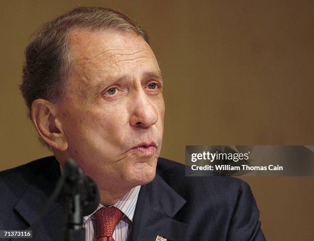 Senator Arlen Specter speaks during a Senate Hearing on Illegal Immigration at the National Constitution Center July 5, 2006 in Philadelphia,...