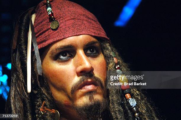 Waxwork model of Johnny Depp in character as Captain Jack Sparrow from the film "Pirates of The Caribbean: Dead Man's Chest" is seen at Madame...