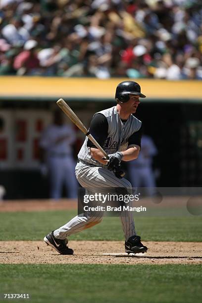 Chad Tracy of the Arizona Diamondbacks bats during the game against the Oakland Athletics at the McAfee Coliseum in Oakland, California on July 2,...