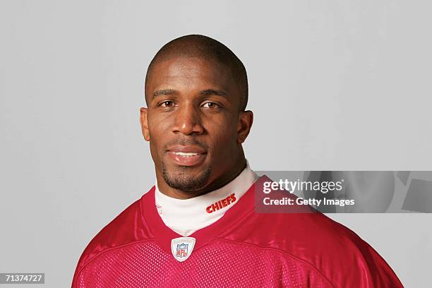 Priest Holmes of the Kansas City Chiefs poses for his 2006 NFL headshot at photo day in Kansas City, Missouri.
