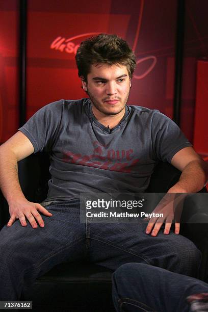 Actor Emile Hirsch appears on AOL Unscripted at the Meyer Gallery during the Sundance Film Festival January 24, 2006 in Park City, Utah. Their film,...