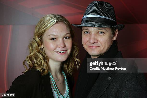 Actress Julia Stiles and actor Jeremy Renner appear on AOL Unscripted Session at the Meyer Gallery during the Sundance Film Festival January 26, 2006...
