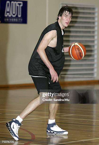 New cap Jeremiah Trueman of the Tall Blacks in action during the New Zealand Mens basketball team training at AUT campus on the North Shore, 6 July,...