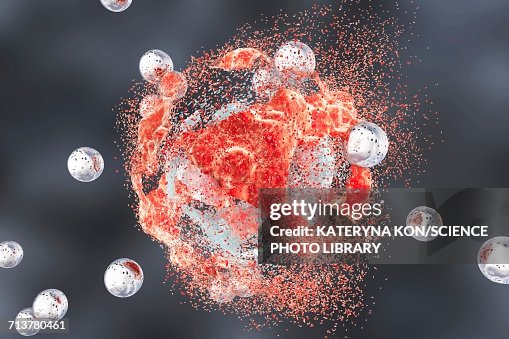 Destruction Of A Cancer Cell Illustration High-Res Vector Graphic ...