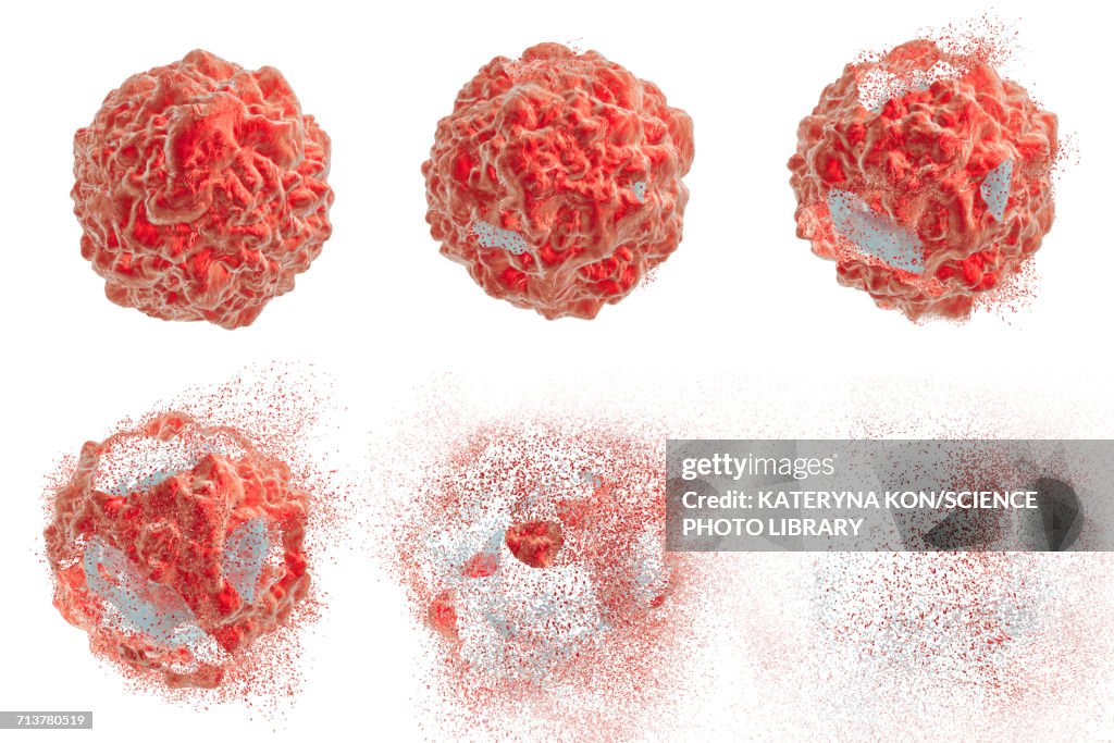 Destruction of a cancer cell, illustration