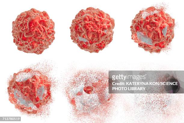 destruction of a cancer cell, illustration - destruction stock illustrations
