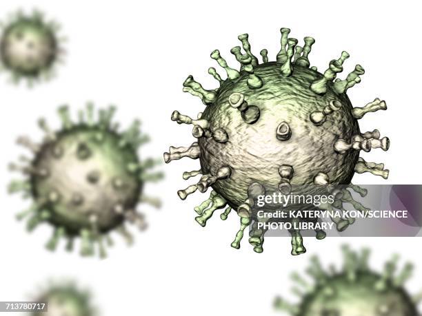 chickenpox virus particles, illustration - varicella zoster virus stock illustrations