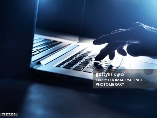 laptop computer use - threats stock pictures, royalty-free photos & images