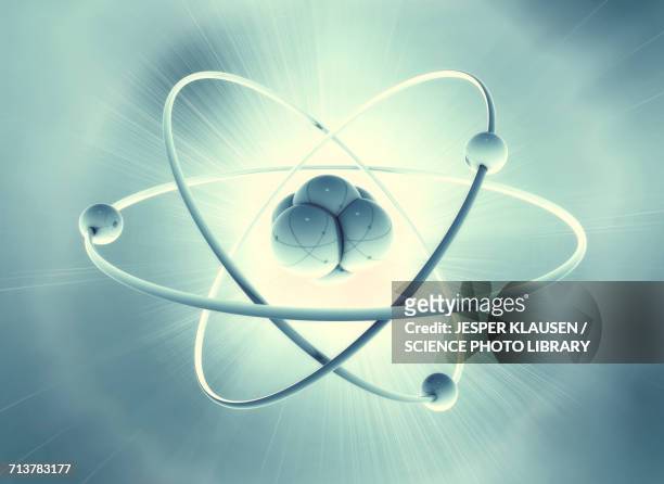 illustrazioni stock, clip art, cartoni animati e icone di tendenza di nucleus and atoms - atomo