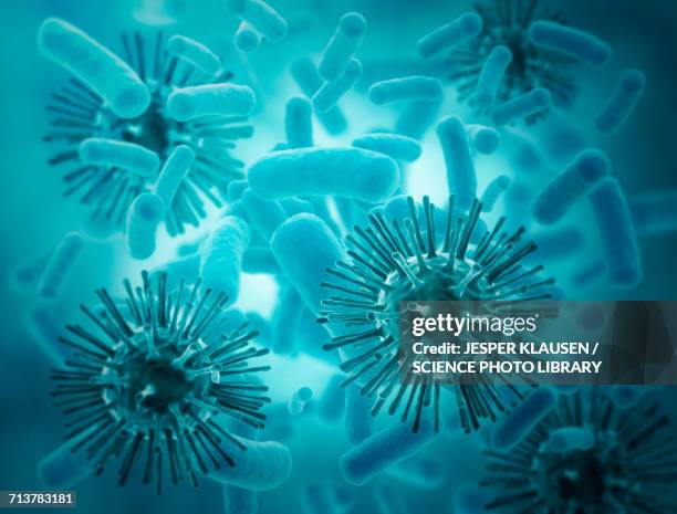 viruses and bacteria - bacterium stock illustrations