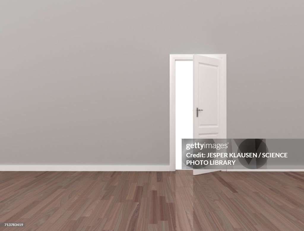 Empty room with open door